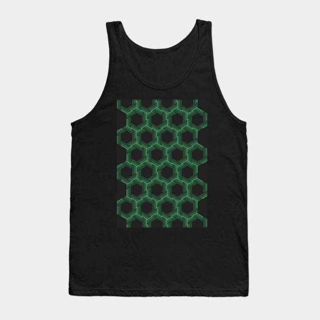 Green Hexagon-Pattern Tank Top by Mysimplicity.art